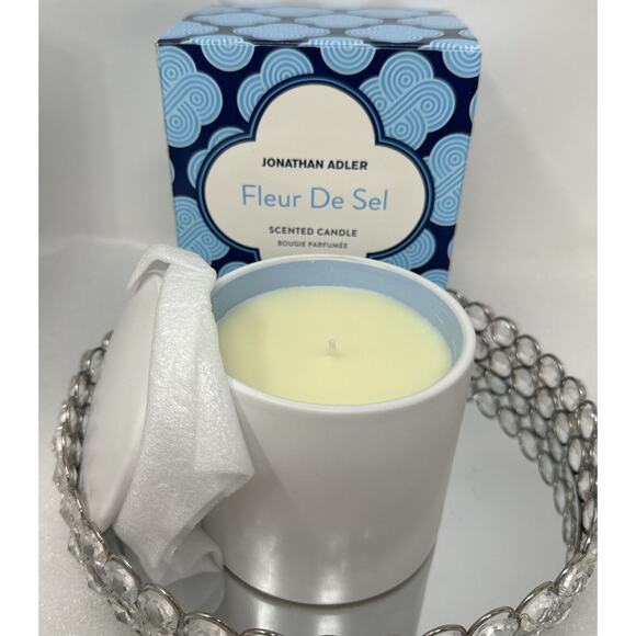 New Jonathan Adler Scented Candle Fleur De Sel 11 oz in Gift Box White with Lid - Picture 2 of 3